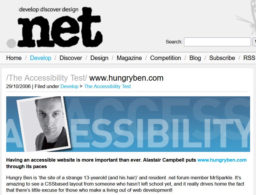 Screenshot of the .Net magazine's accessibility review