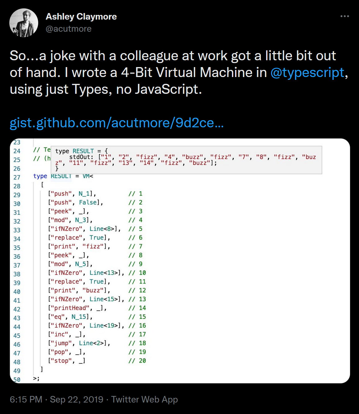 Typescript 4-Bit VM by Ashley Claymore