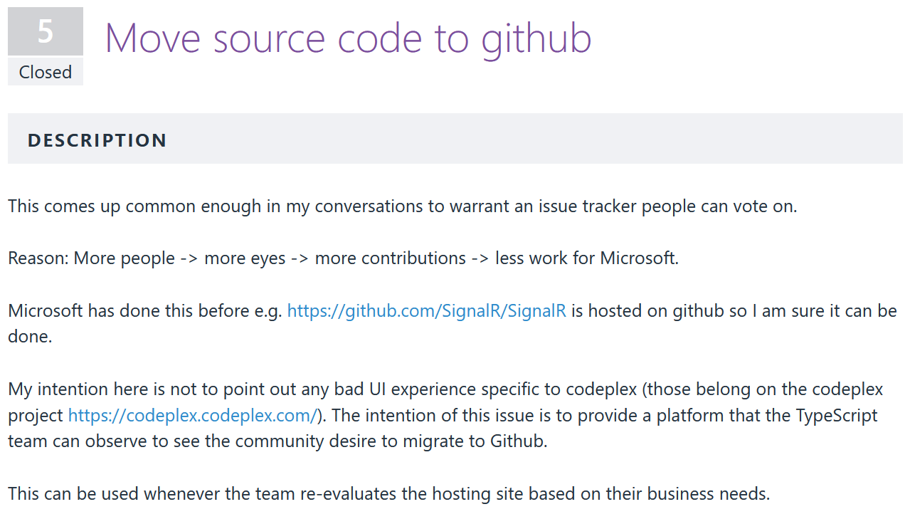 Request for TypeScript to migrate to Github
